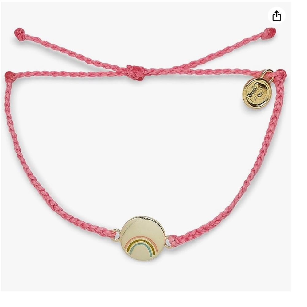 Pura Vida Gold Plated Be A Rainbow Charm Bracelet - Adjustable Band, NWT